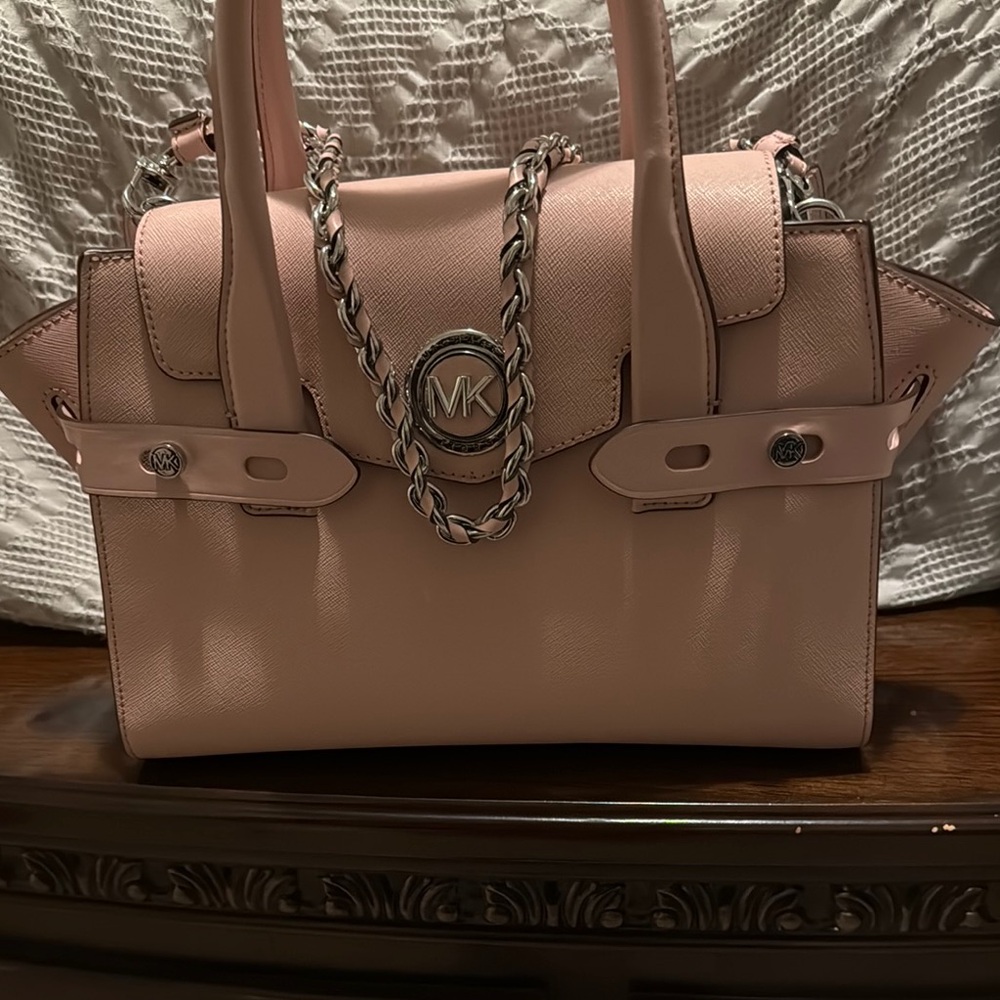 Michael Kors Pink Satchel with Silver Hardware